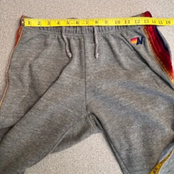 Aviator Nation Gray Joggers with Velvet Red and Gold Stripes - Picture 4 of 5
